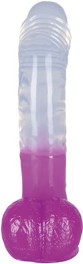 You2Toys Jelly Ready Mate Glass Dildo with Balls and Suction Cup Purple/Clear 17cm