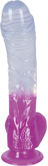You2Toys Jelly Ready Mate Glass Dildo with Balls and Suction Cup Purple/Clear 17cm