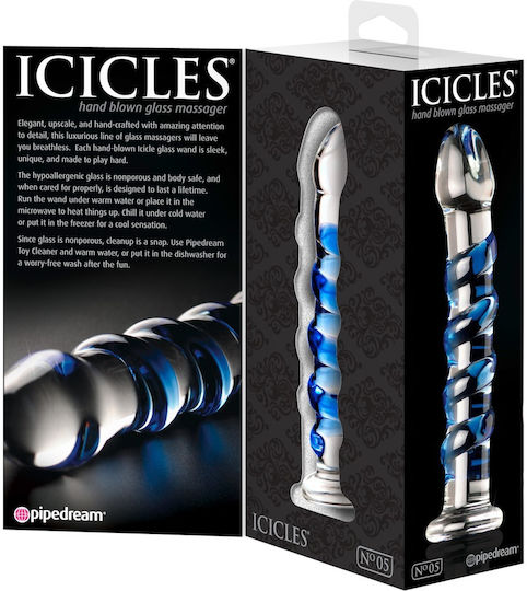 Pipedream Icicles No 5 Glass Dildo Clear / Blue 18cm