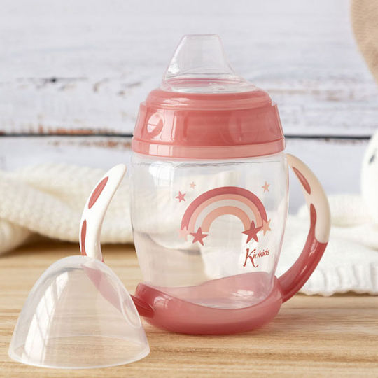 Kiokids Εκπαιδευτικό Μπιμπερό με Λαβές Rainbow 6m+ Pink 270ml
