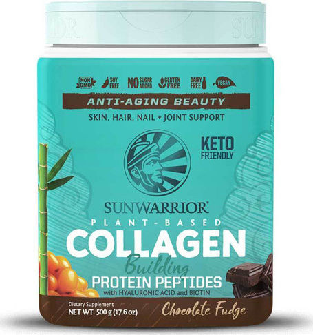 Sunwarrior Collagen Building Protein Peptides with Vitamin C and Hyaluronic Acid 500gr Chocolate Fudge