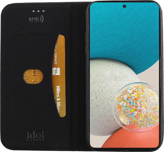Idol 1991 Elite Anti-RFID Book Piele artificială Negru (Galaxy A53)