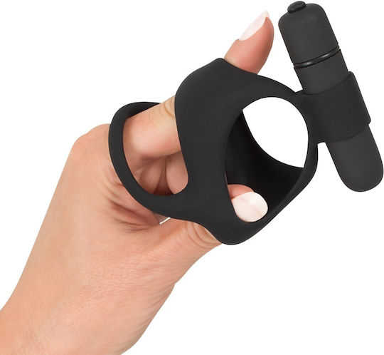 You2Toys Orion Black Velvets Vibrating Cock Ring Cocoș și testicule Silicon Black