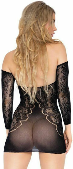 Leg Avenue 86161 Off Shoulders Lace Mini Dress Black