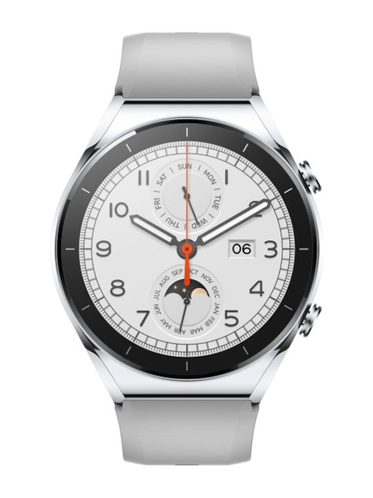 Xiaomi Watch S1 Stainless Steel 46mm Αδιάβροχο με Παλμογράφο (Silver / Brown Leather Strap & Grey Fluororubber Strap)