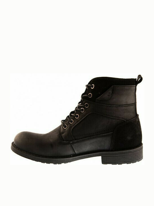 Envie Shoes Men's Leather Military Boots Black