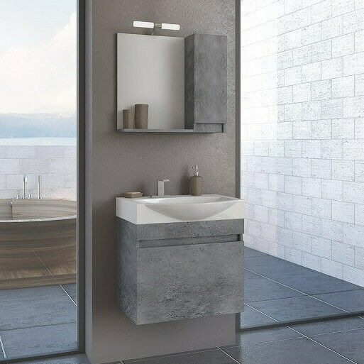 Drop Senso 65 Blat cu Lavoar & Oglindă cu lumină L62xW38xH50cm Granit