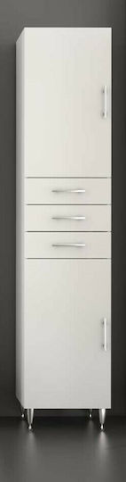 Drop Side Cabinet Badezimmersäule Boden H40xB32xH184cm Weiß