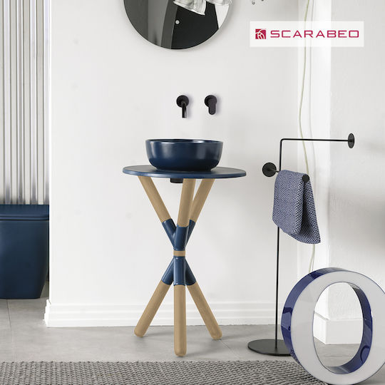 Scarabeo Cross Πάγκος με Νιπτήρα Μ52xΒ52xΥ76cm Ocean/Ocean Blue