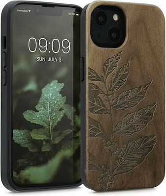 KWmobile Leaf Branch Umschlag Rückseite Hölzernes Dark Brown (iPhone 13) 55953.09