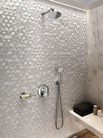 Ferro Algeo Built-in Mixer, Hand Shower & Shower Head Set for Shower 2 Exits Silver