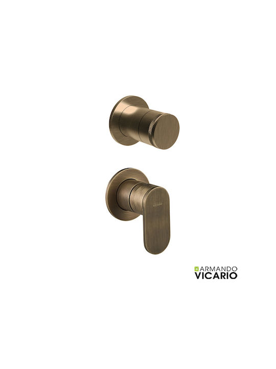 Armando Vicario Slim Built-in Faucet Mixer for Shower 2 Exits Antique Brass