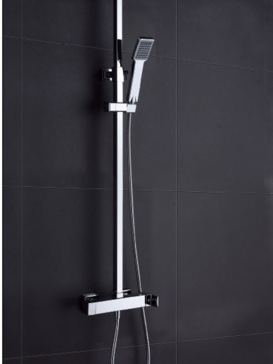 Imex Fiyi Ρυθμιζόμενη Στήλη Ντουζ με Μπαταρία 87- 131cm Ασημί