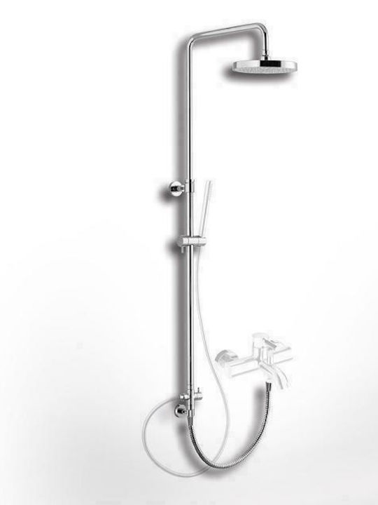 Eurorama 51400R Adjustable Shower Column with Bathtub Mixer 84-144cm Silver