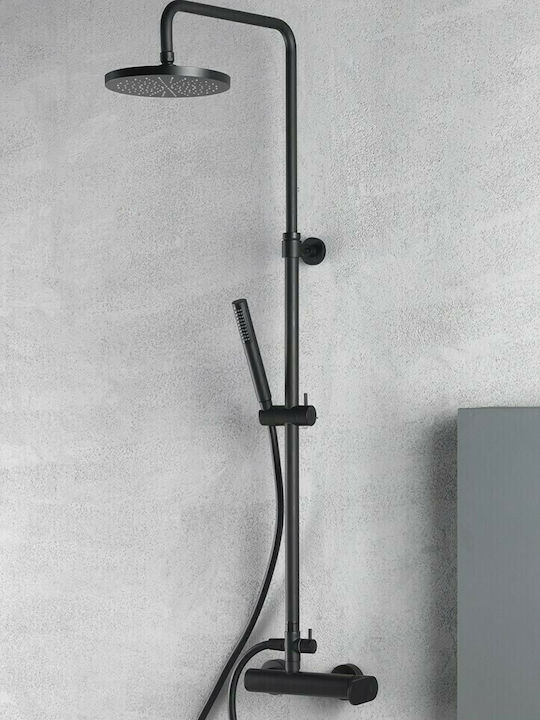Armando Vicario Slim Adjustable Shower Column without Mixer 83-144cm Black