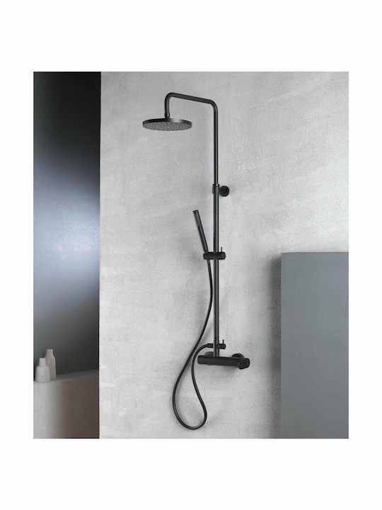 Armando Vicario Slim Adjustable Shower Column without Mixer 83-144cm Black