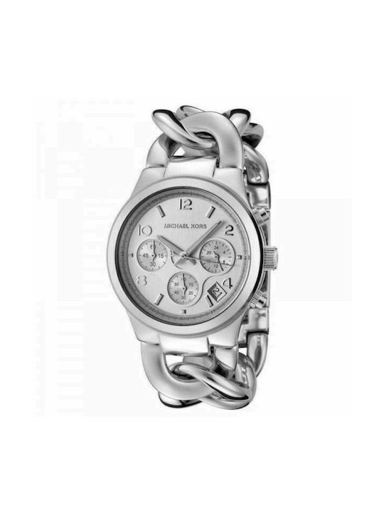 Michael Kors Runway Chronograph Watch with Metal Bracelet Silver