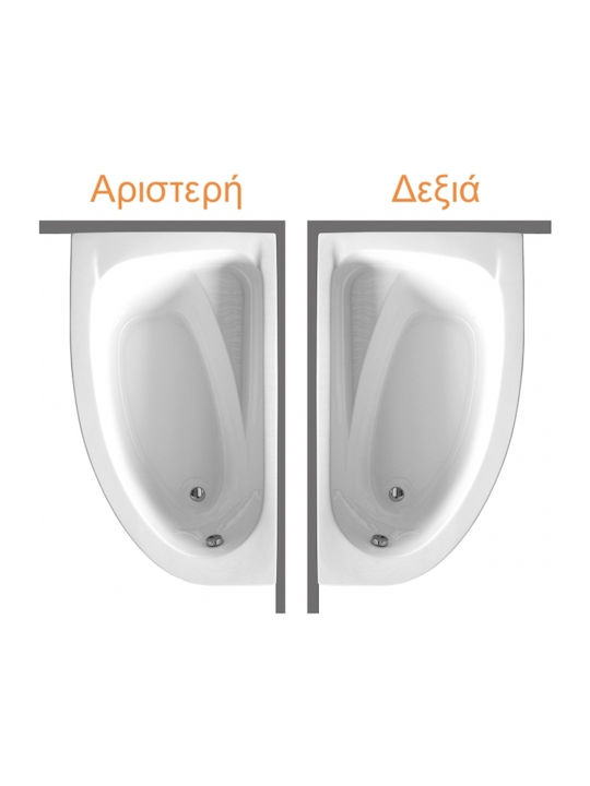 Sirene Marina R Дясна гърба на ваната Акрил с хидромасаж 160x90см