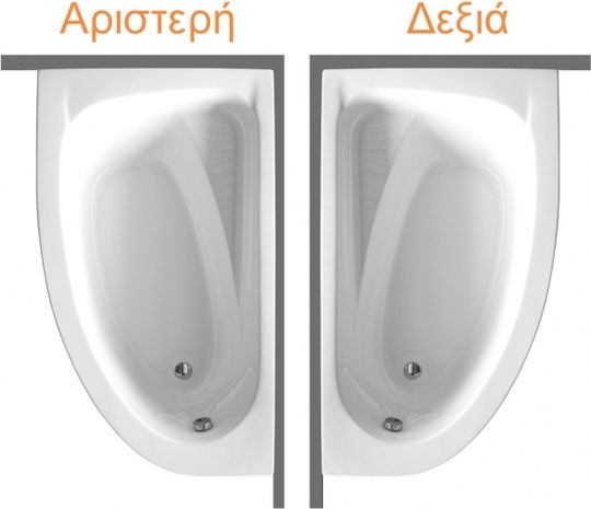 Sirene Marina R Дясна гърба на ваната Акрил с хидромасаж 160x90см