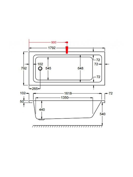 Carron Bathrooms Quantum CRN Badewanne Acryl 180x80cm