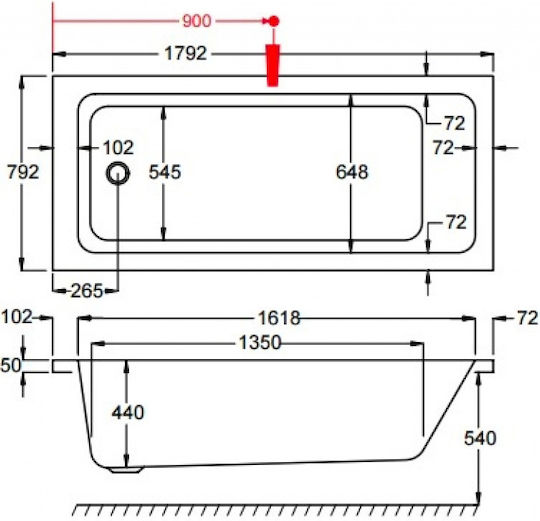 Carron Bathrooms Quantum CRN Acrylic Bathtub 180x80cm