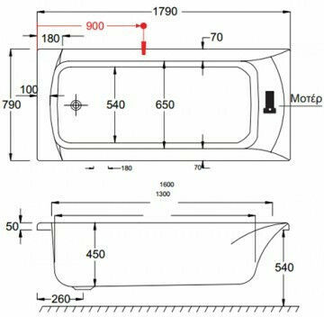 Carron Bathrooms Sigma CRN Acrylic Bathtub 180x80cm