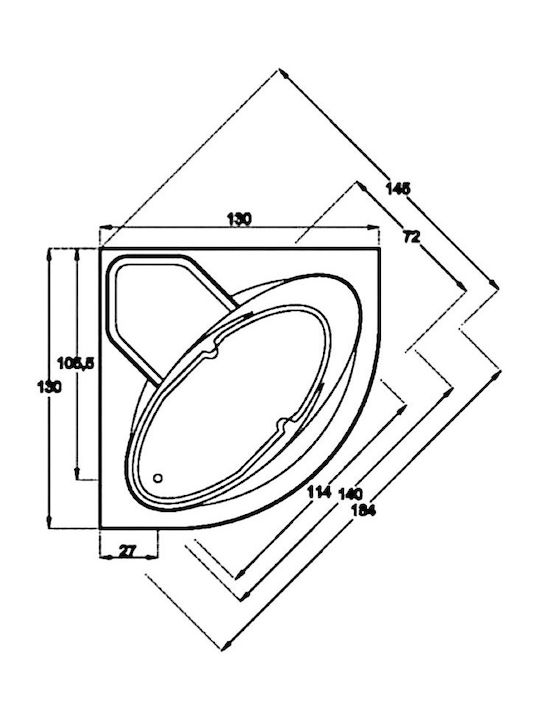 Sanitec Venus Γωνιακή Μπανιέρα Ακρυλική 130x130x60cm