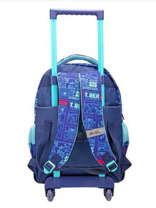 Must Jurassic T.Rex School Bag Trolley Elementary, Elementary in Blue color