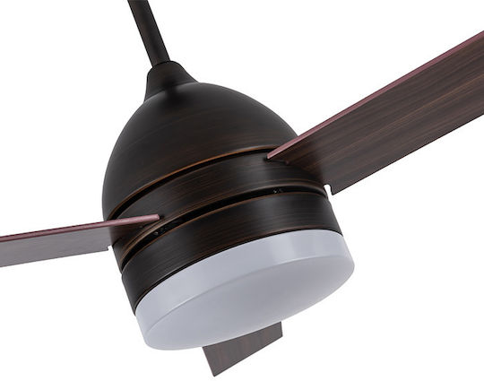 Life Aero Cafe Ανεμιστήρας Οροφής 122cm με Φως Καφέ / Μαύρος