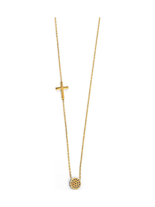 George Art Jewels Κολιέ Ματάκι από Χρυσό 9Κ με Ζιργκόν