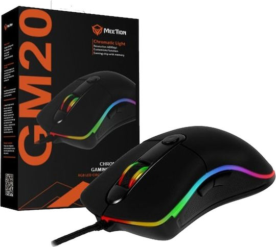 Meetion GM20 RGB Gaming Ποντίκι 4800 DPI Μαύρο