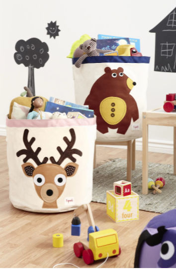 3 Sprouts Παιδικό Καλάθι Αποθήκευσης από Ύφασμα Deer Καφέ 43x43x45cm