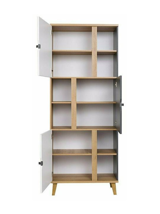 Memone Plus Bibliotecă pardoseală Lemn Natural-Grey 80x40x200cm