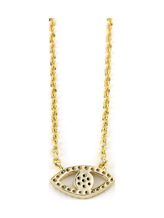 George Art Jewels Κολιέ Ματάκι από Επιχρυσωμένο Ασήμι με Ζιργκόν
