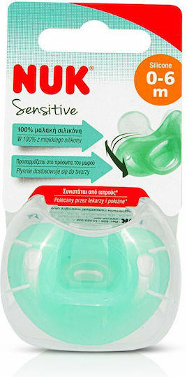 Nuk Sensitive Orthodontic Pacifier Silicone with Case Green for 0-6 months