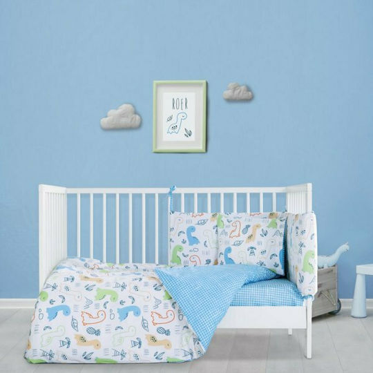 Kocoon Cotton Baby Quilt Dino Roer 110x150cm Light Blue