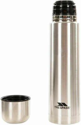 Trespass Thirst 100 X Bottle Thermos Stainless Steel Silver 1lt with Cap-Cup UUACMIN10006-SIL