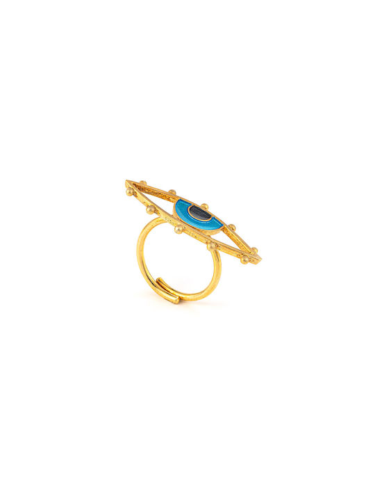 Women's Gold Plated Silver Ring with Enamel