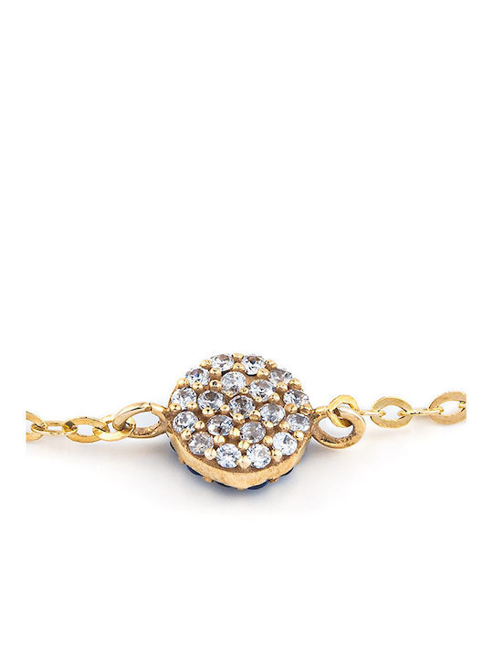 Bracelet Chain with design Eye made of Gold 14K with Zircon