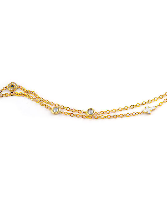George Art Jewels Armband Kette mit Design Auge aus Gold mit Zirkonia