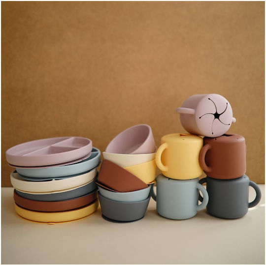 Mushie Baby Food Bowl Suction made of Silicone Light Blue