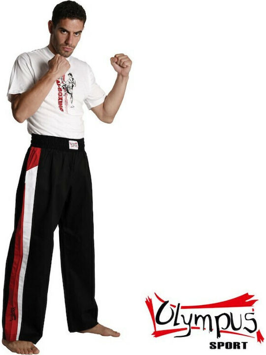 Olympus Sport Trousers Cotton Adults / Kids Kick Boxing Black / Red Trousers