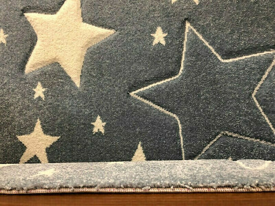 Koulis Carpets 1325A Kinder Teppich Sterne Blau 70x150cm Dicke 13mm