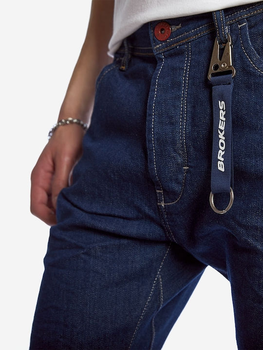 Men's Jeans Pants Elastic with Slim Fit Navy Blue
