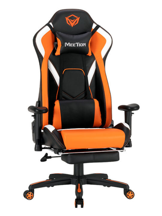 Meetion CHR22 Artificial Leather Gaming Chair with Adjustable Arms and Footrest Orange
