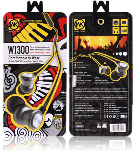 WK Wi-300 In-ear Handsfree με Βύσμα 3.5mm Κόκκινο