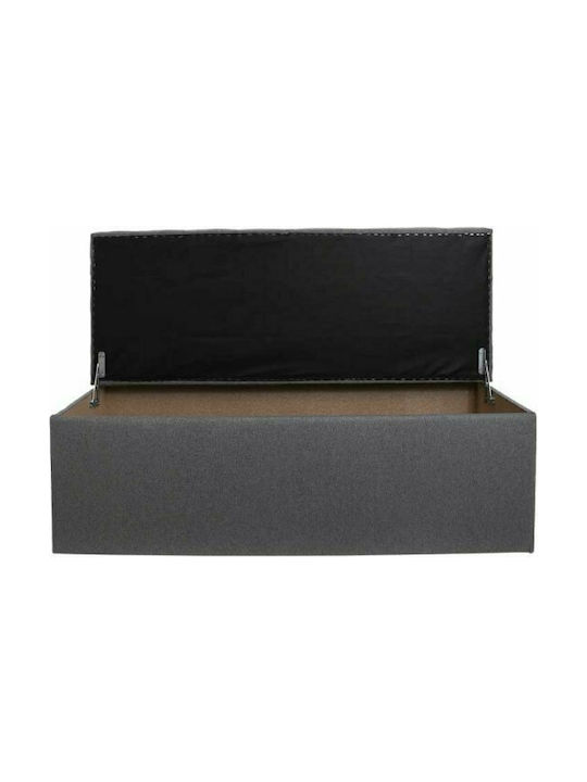 Bench Stool With Storage Space Upholstered In Gray Fabric 130x50x46cm