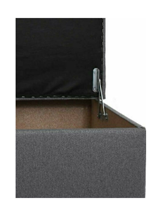 Bench Stool With Storage Space Upholstered In Gray Fabric 130x50x46cm