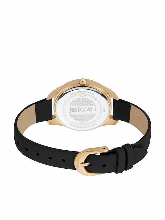 Just Cavalli Pantera Γυναικείο Ρολόι 32mm Μπαταρίας με Μαύρο Δερμάτινο Λουράκι