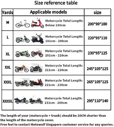 Motowolf Κουκούλα Μηχανής Αδιάβροχη RA-55 XXL Μ245xΠ105xΥ125εκ.